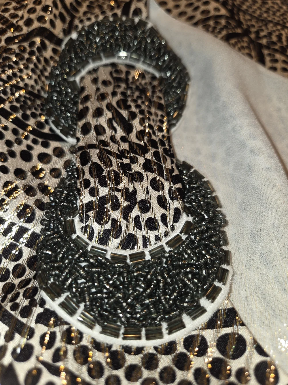 Tory Burch Gorgeous Black and Cream Sleeveless Leaf-Print Shift Silk Dress Sz 2